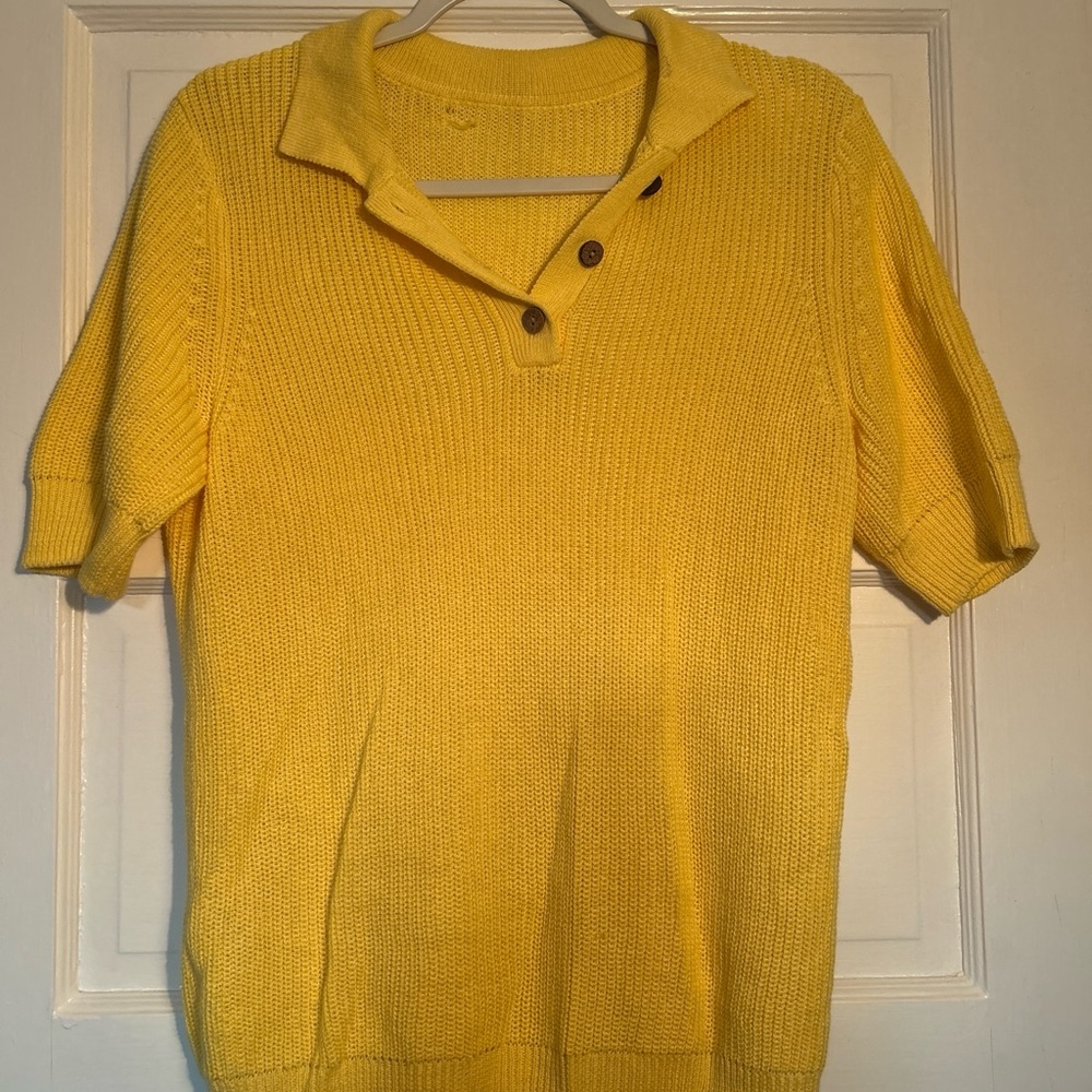 Yellow Short Sleeve Knit Polo Shirt